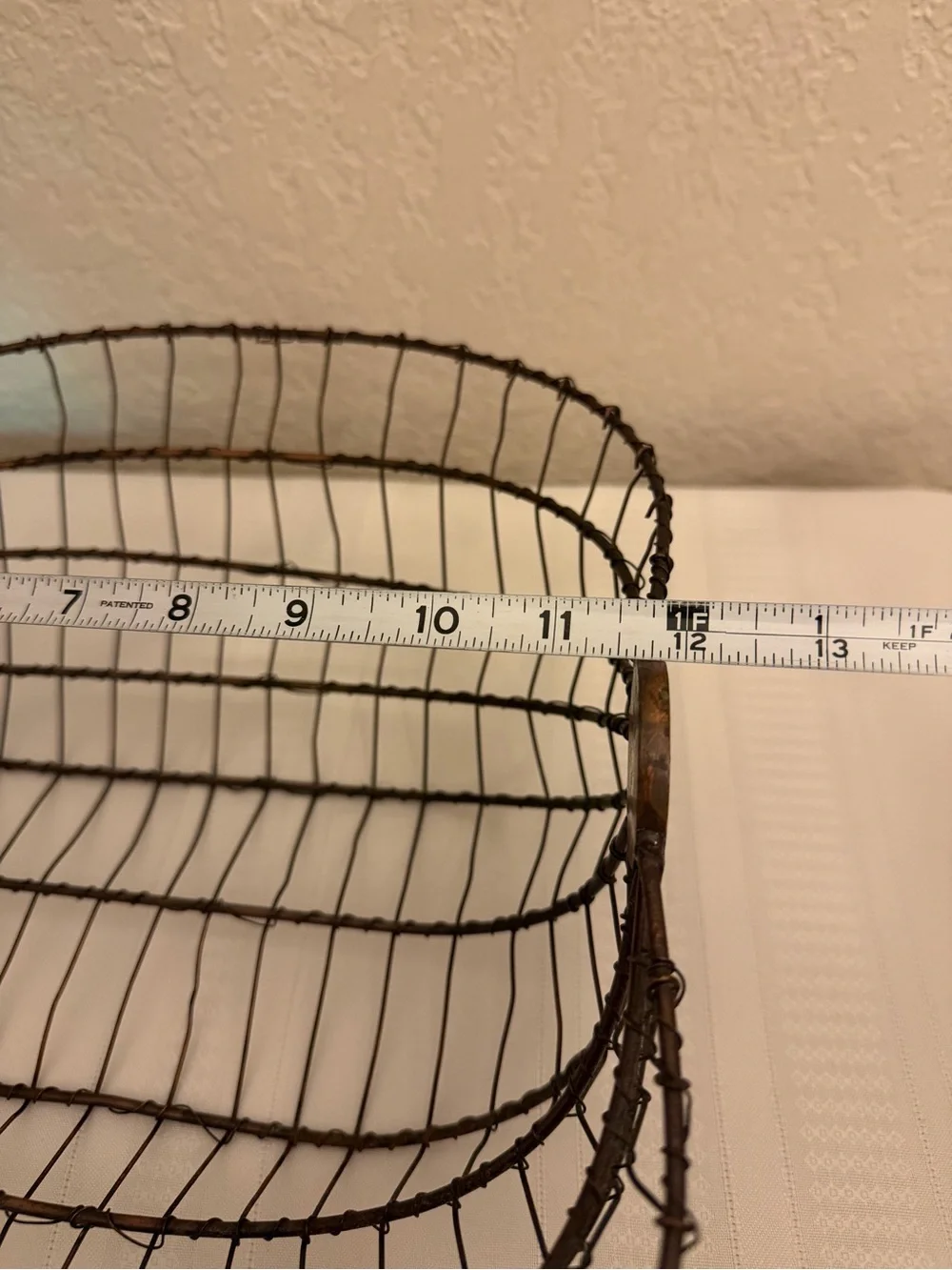 Vintage Metal Wire Gathering Basket Pumpkin Shaped Steam & Leaf Rustic Farmhouse